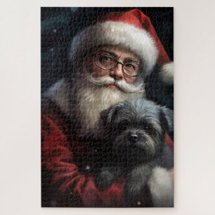 Affenpinscher with Santa Claus Festive Christmas Jigsaw Puzzle