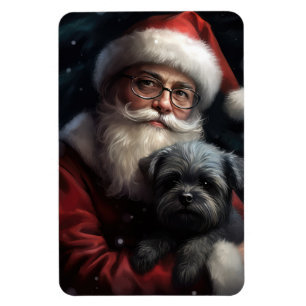 Affenpinscher with Santa Claus Festive Christmas Magnet
