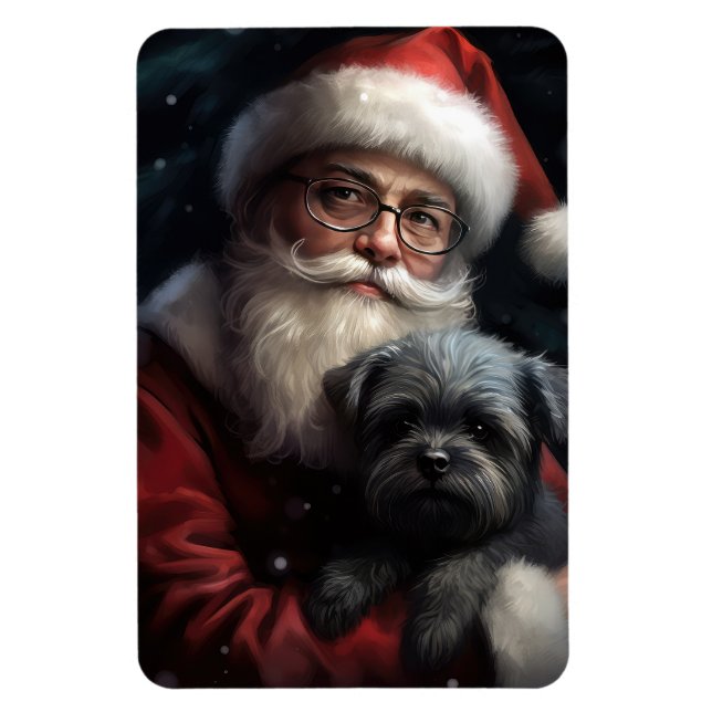 Affenpinscher with Santa Claus Festive Christmas Magnet (Vertical)