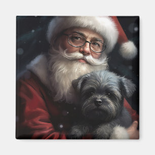 Affenpinscher with Santa Claus Festive Christmas Magnet