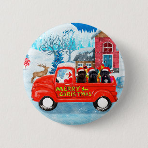 Affenpinschers Dog in Christmas Delivery Truck 6 Cm Round Badge