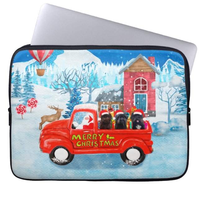 Affenpinschers Dog in Christmas Delivery Truck Laptop Sleeve (Front)