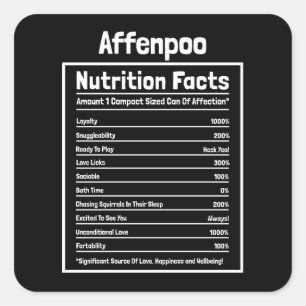 Affenpoo Nutrition Facts Funny Dog Gift Square Sticker