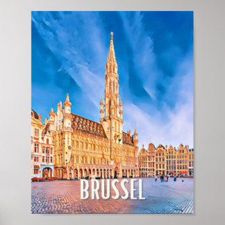 Affiche Bruxelles Belgique Photo Vintage Poster