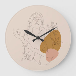 Affiche Line art minimaliste. Style Boho. Large Clock