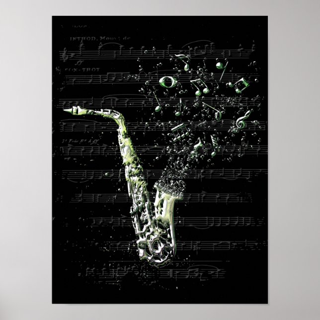 Affiche saxophone noir poster (Front)