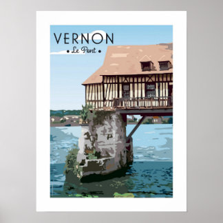 Affiche vintage / Poster - Le pont de Vernon