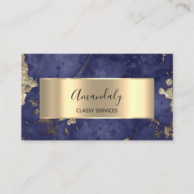 Affiliate Marketing Consulting Gold Navy Marble Business Card (Front)