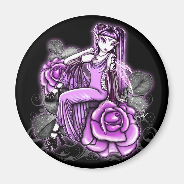 "Affinity"  Pink Valentines Day Rose Fae Magnet (Front)