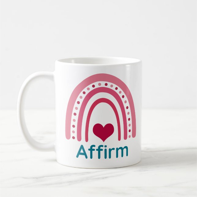 Affirm Viva Magenta Boho Rainbow Coffee Mug (Left)