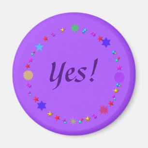 Affirm Yes! Colourful Retro Stars Purple Magnets