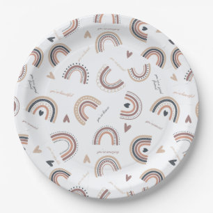 Affirmation Boho Rainbow Theme Party Paper Plates