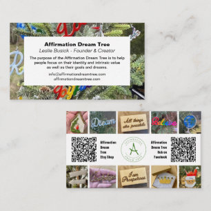 Affirmation Dream Tree Photo Collage QR Code Business Card