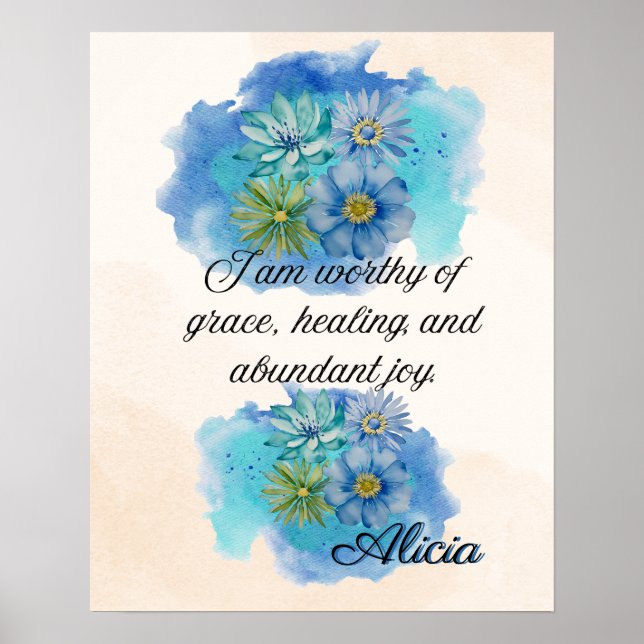 Affirmation Faith: I Am worthy of Grace,Healing Poster (Front)