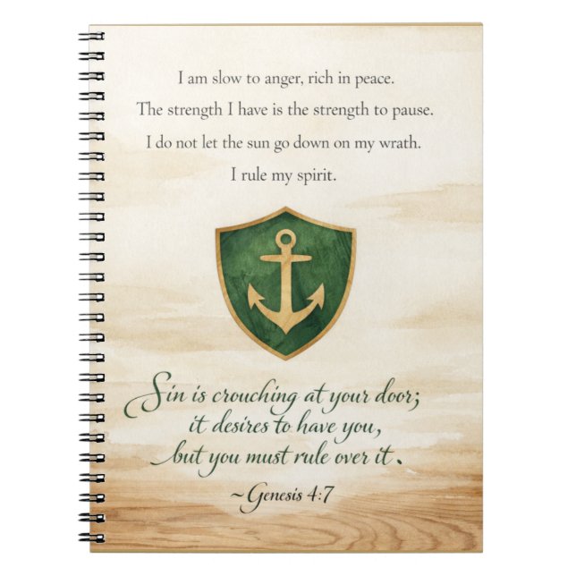 Affirmation for Anger - Calmness Bible Verse Notebook (Front)