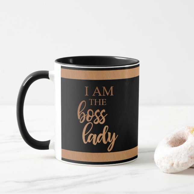 Affirmation I Am Boss Lady Motivational Monogram Mug (With Donut)