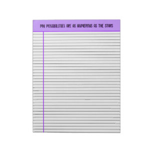 Affirmation Lined Notepad, Purple & Black Notepad