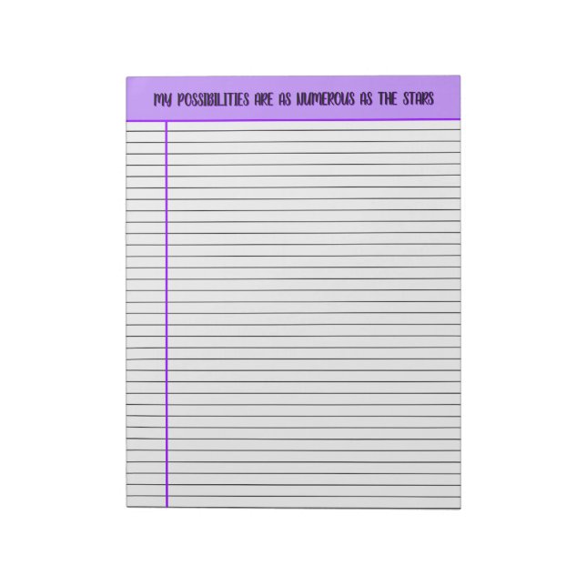 Affirmation Lined Notepad, Purple & Black Notepad (Rotated)