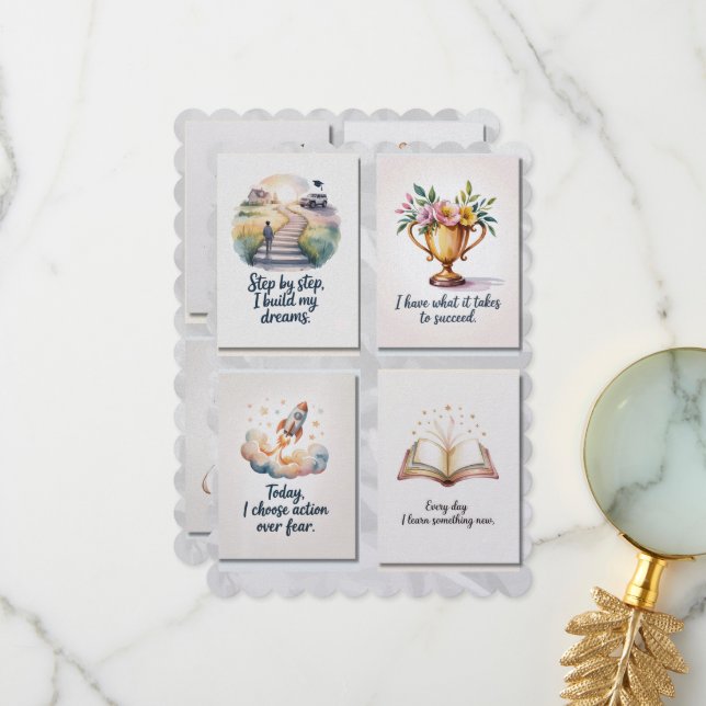 Affirmation Positivity Cards with 8 Positive Quote (Front/Back In Situ)