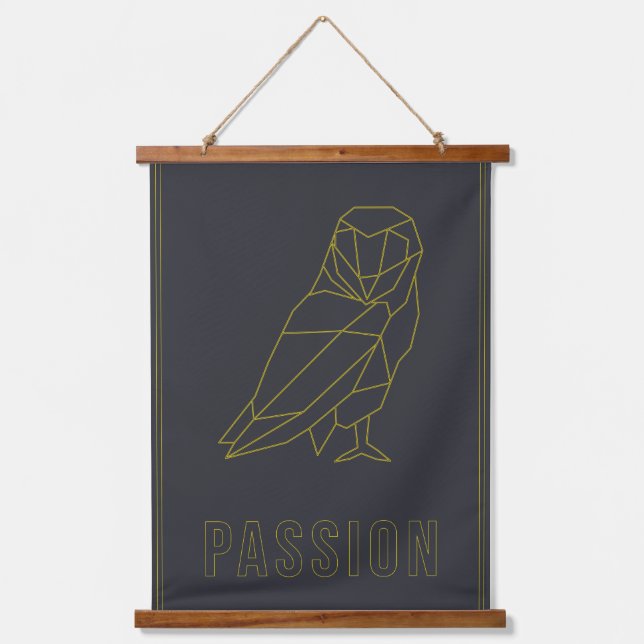 Affirmation poster of yellow origami owl passion hanging tapestry (Front)
