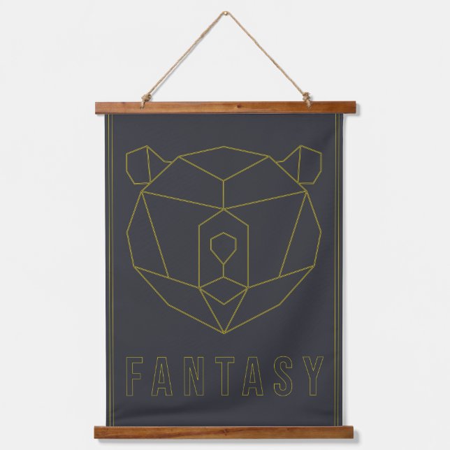 Affirmation poster yellow origami bear head hanging tapestry (Front)