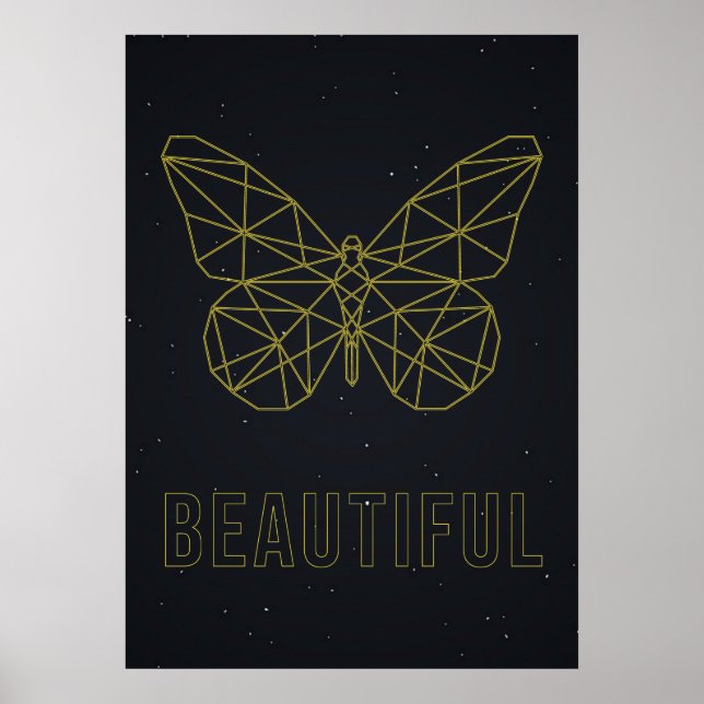Affirmation poster yellow origami butterfly beauty (Front)