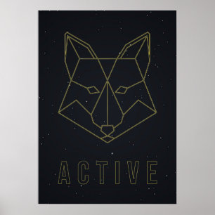 Affirmation poster yellow origami fox active