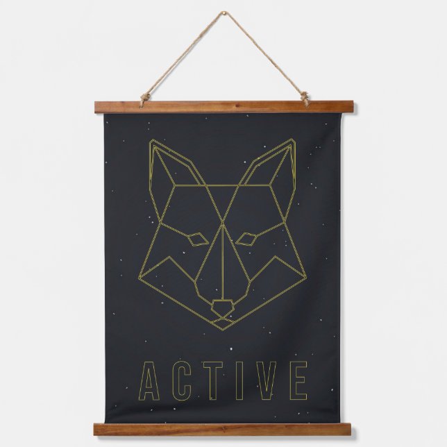 Affirmation poster yellow origami fox active hanging tapestry (Front)