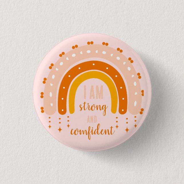 AFFIRMATION QUOTE PINK RETRO STYLE RAINBOW BOHO  3 CM ROUND BADGE (Front)