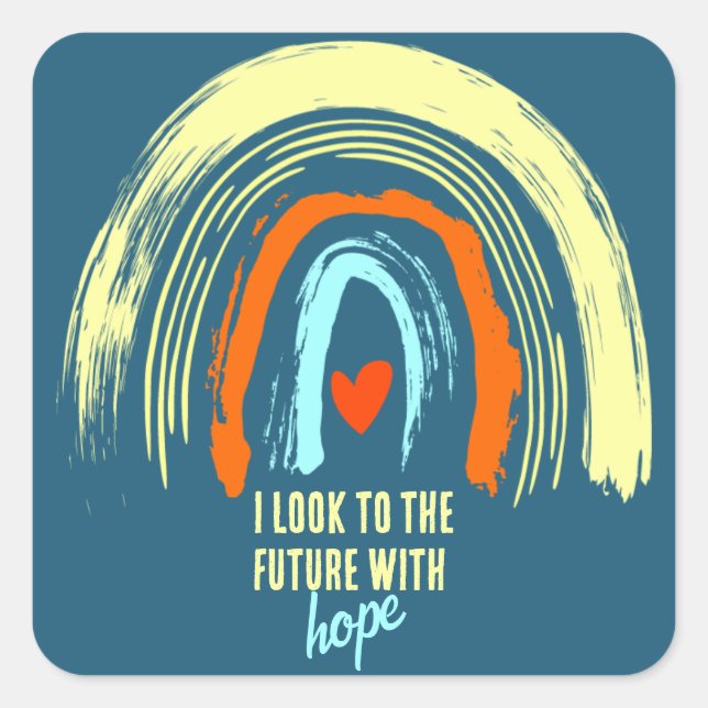 AFFIRMATION QUOTE RETRO BOHO RAINBOW  SQUARE STICKER (Front)