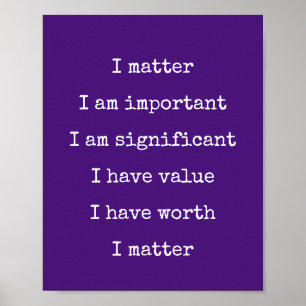 Affirmation Self-Worth Encouragement You Matter Poster