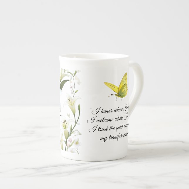 Affirmation Yellow Butterfly Speciality Mug (Front Right)