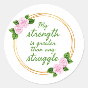 affirmations about struggling and confidence classic round sticker