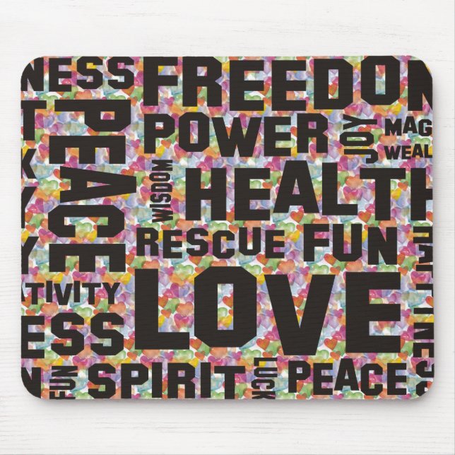 affirmations black - heart pattern mouse pad (Front)