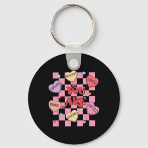 Affirmations Candy Heart Teacher Valentine Women K Key Ring