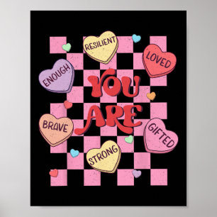 Affirmations Candy Heart Teacher Valentine Women K Poster