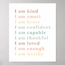 Affirmations Chart Illustration Classroom Art 