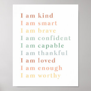 Affirmations Chart Illustration Classroom Art 