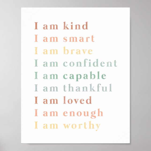 Affirmations Chart Illustration Classroom Art  (Front)