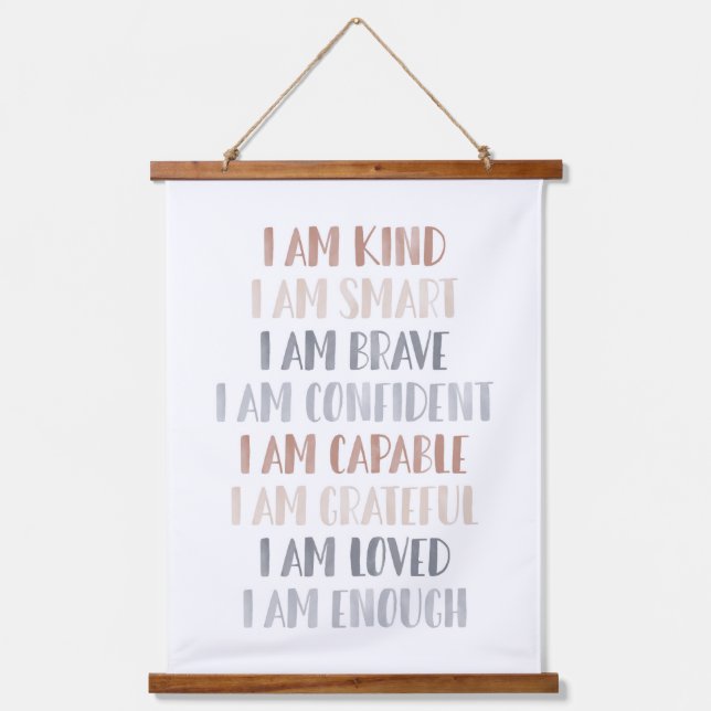 Affirmations for Kids Boho Nursery Decor Hanging Tapestry (Front)