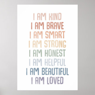 Affirmations for Kids, Rainbow Affirmations Poster