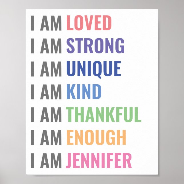 Affirmations For Kids Wall Art (Front)