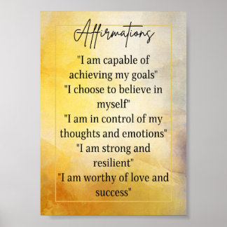Affirmations for Self Confidence & inspiration Poster