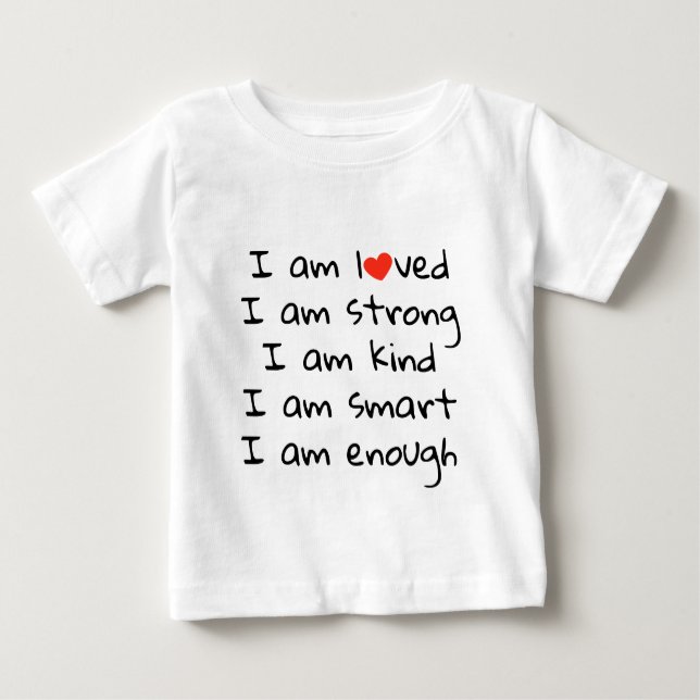 Affirmations Heart Typography Red Black Baby T-Shirt (Front)