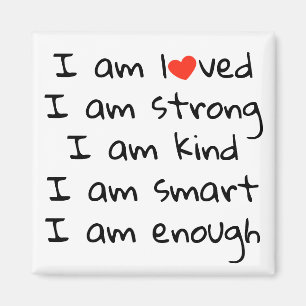 Affirmations Heart Typography Red Black Magnet