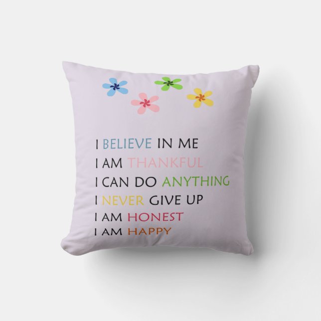 Affirmations Throw Pillow (Front)