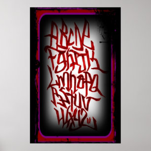 Affisch - alphabet graffitti - red poster