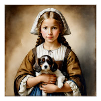 “Affluent Innocence” “Cornelia" Girl With Puppy