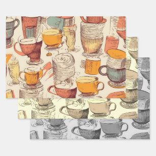 Affogato Coffee ephemera collage pattern Wrapping Paper Sheet