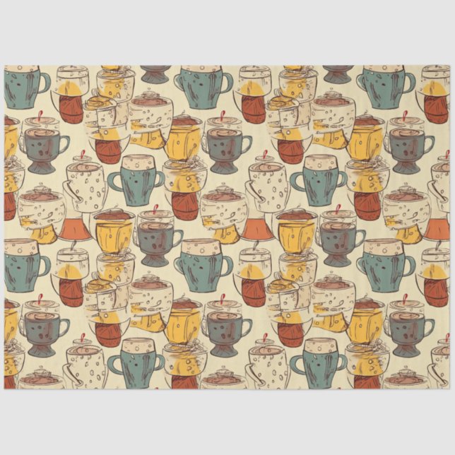Affogato Coffee No 4 ephemera collage pattern Tissue Paper (Front)